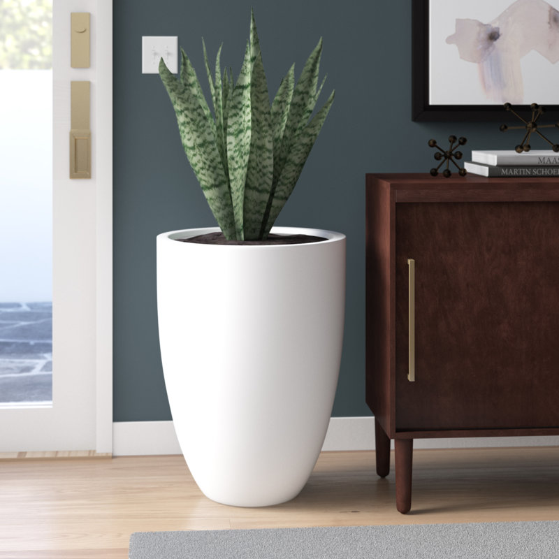 Pot à fleurs Elbe Fiberstone, H 28 po x l 20,5 po x P 20,5 po, Blanc