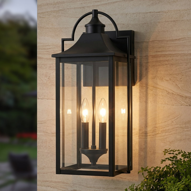Lanterne murale d'extérieur 2 lumières avec verre transparent