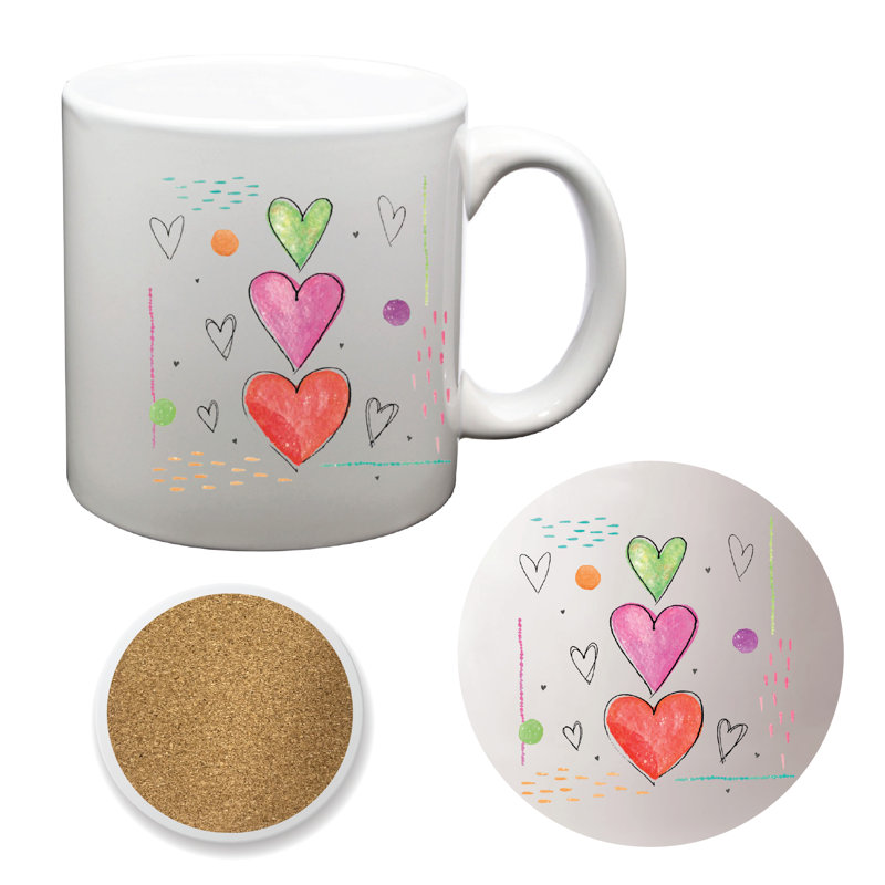 Ensemble de grandes tasses et sous-verres 20 oz Love Connection III
