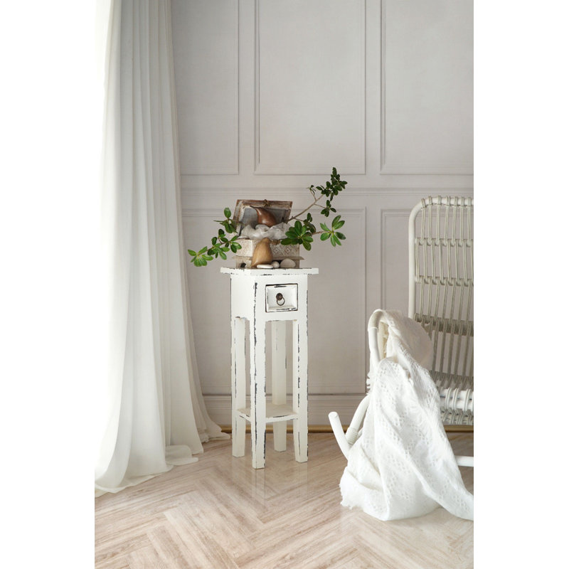 Giffin Solid Wood End Table, White