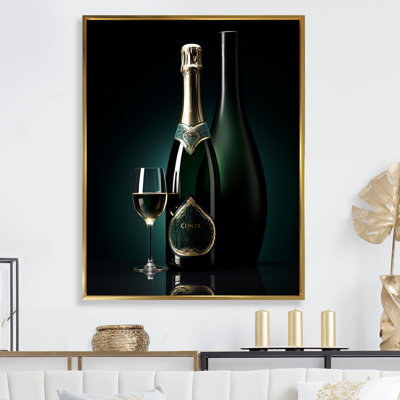 Prestiges profil vert champagne I - vin et champagne, reproduction d'art sur toile