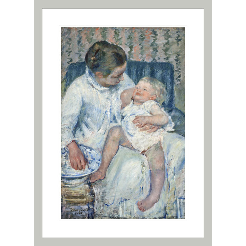 «Mother About to Wash Her Sleepy Child» par Mary Cassatt, impression giclée encadrée, H 29,5 po x l 21,38 po