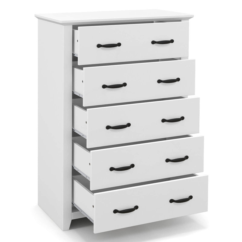 Commode à 5 tiroirs, Blanc