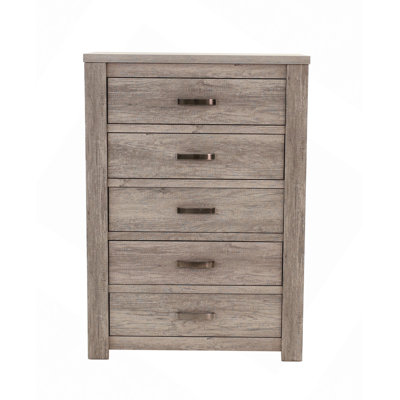 Drawer Dresser, Bedroom Furniture Rustic Light Grey Simple 1Pc Chest Of Drawers 5-Drawers Storage Cabinet Solidwood