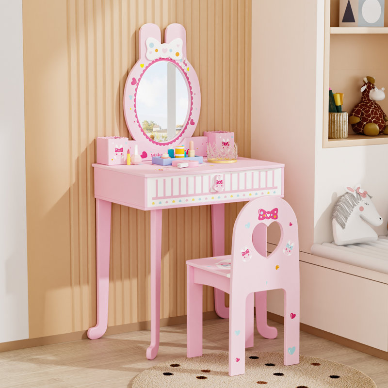 Ensemble de meuble-lavabo pour enfant l 20 "avec miroir, Rose