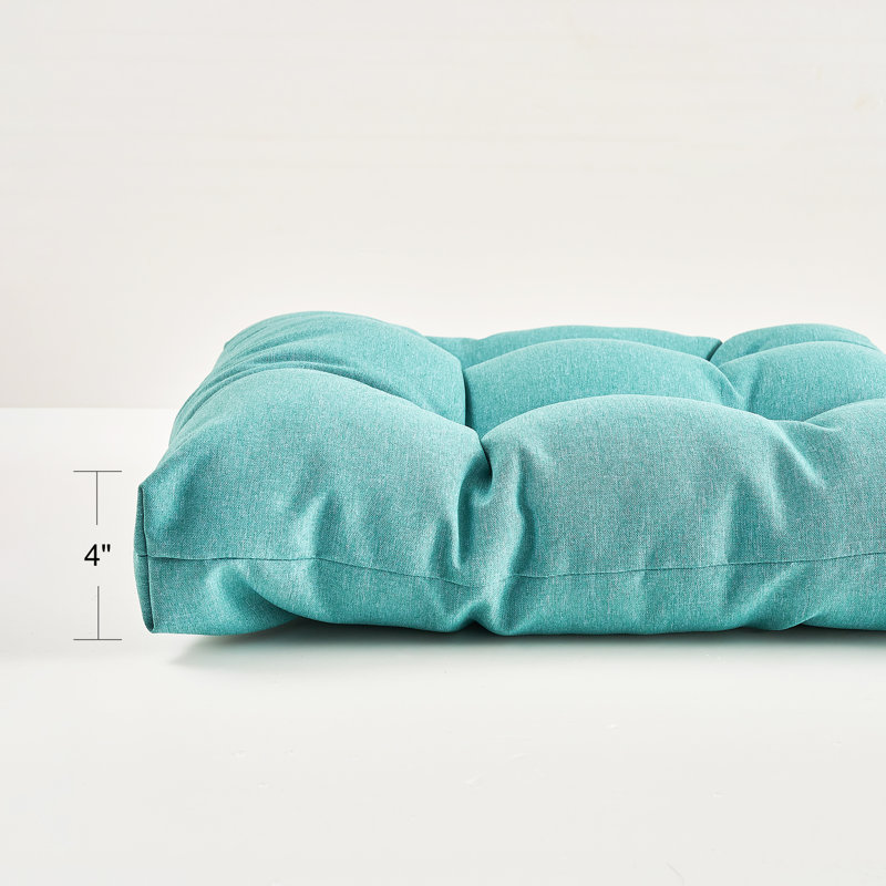 Outdoor/Indoor 3.5“ Dining Chair Seat Back Cushion, Sea Green Polyester/Polyester Blend