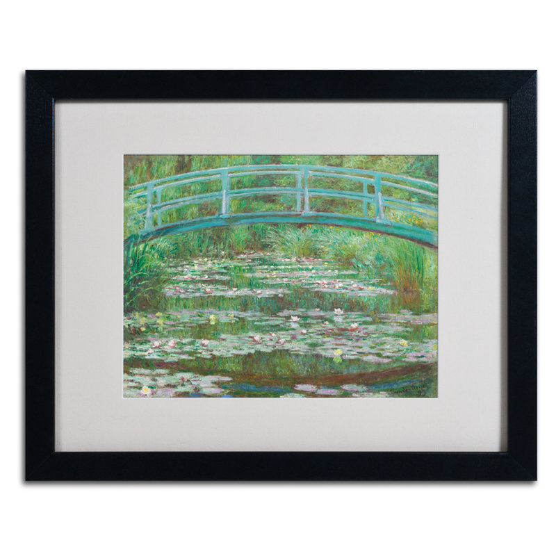La Passerelle japonaise par Claude Monet - reproduction d'art sur toile, H 16 po x l 20 po x P 0,5 po, Noir