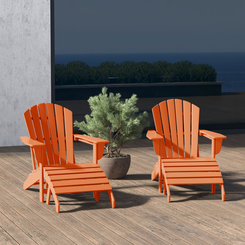 Chaise Adirondack en résine Altura avec repose-pieds, Orangé