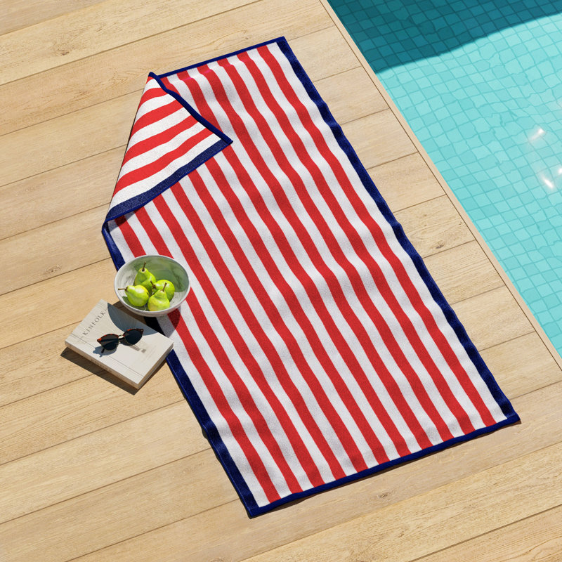 Serviettes de plage surdimensionnées 100% coton, 1, Rouge / bleu marine