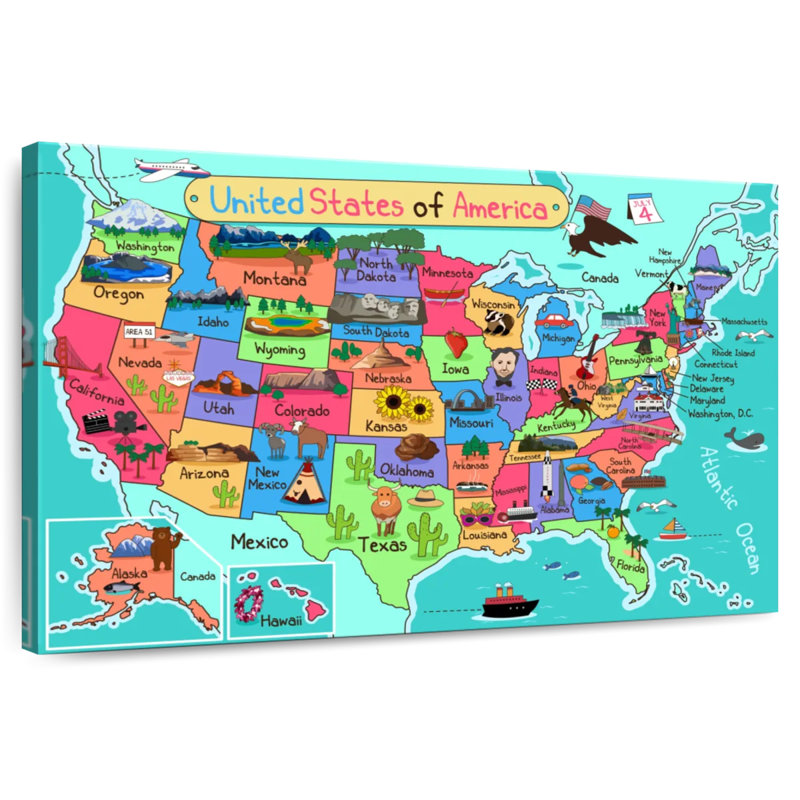 Keiri US State Icons Map, 26" H x 39" W