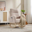 Fauteuil à bascule d'allaitement moderne à dossier haut en molleton doux, fauteuil à bascule ergonomique pour chambre d'enfant avec base incurvée en bois massif et poche latérale, soulage les maux de dos des nouvelles mamans pendant l'allaitement, la sieste post-partum et la détente quotidienne, beige.