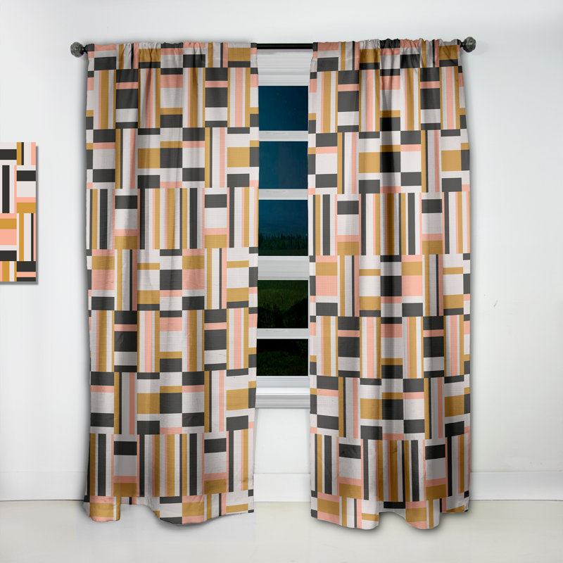 Golden River Stones - Rideau simple occultant moderne Mid-Century abstrait, L 52 po x L 63 po