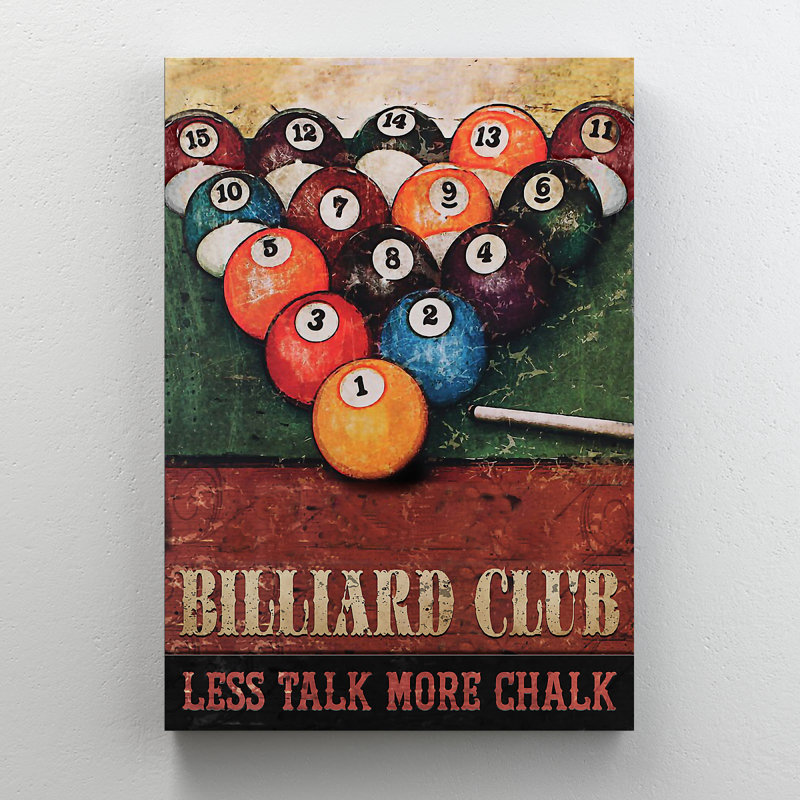 Boules de billard colorées - Moins de conversation, craie - 1 pièce, impression d'art graphique rectangulaire sur toile tendue