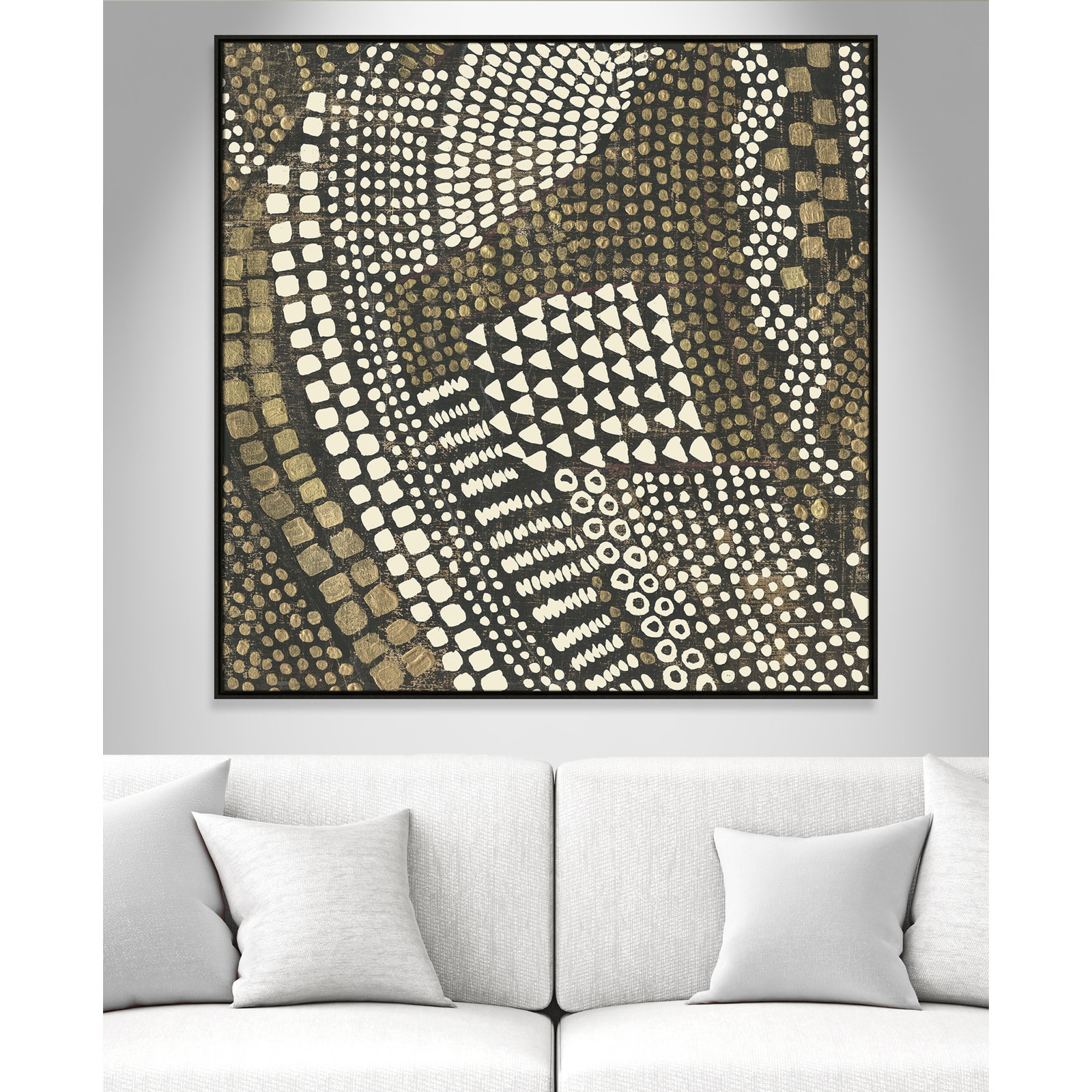 Bergen "Reaching Gold III" Painting, Espresso Framed, 46.5" H x 46.5" W x 2" D