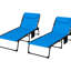 Méridienne près de la piscine, bleue, pliable avec 5 niveaux d'inclinaison, siège rembourré et, positions de bain de soleil pliables avec poches latérales, surface