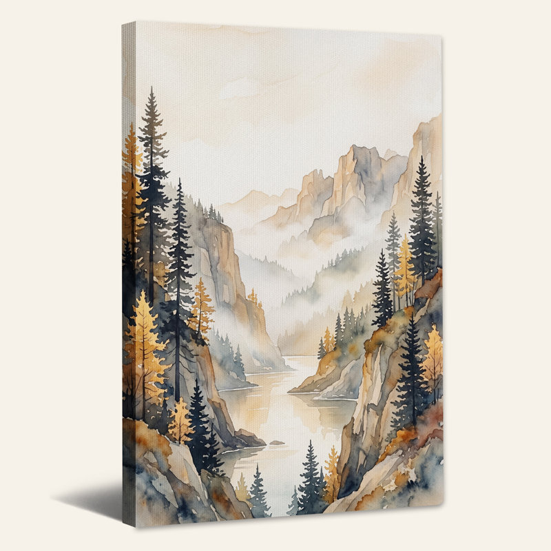 Art mural sur toile Misty Mountains River, H 18 po x l 12 po