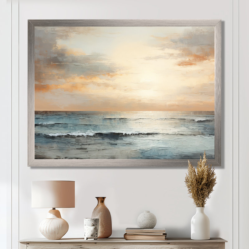 Impression sur toile Pirtle - Coastal Sunset, 30" H x 40" W, Silver Picture Framed