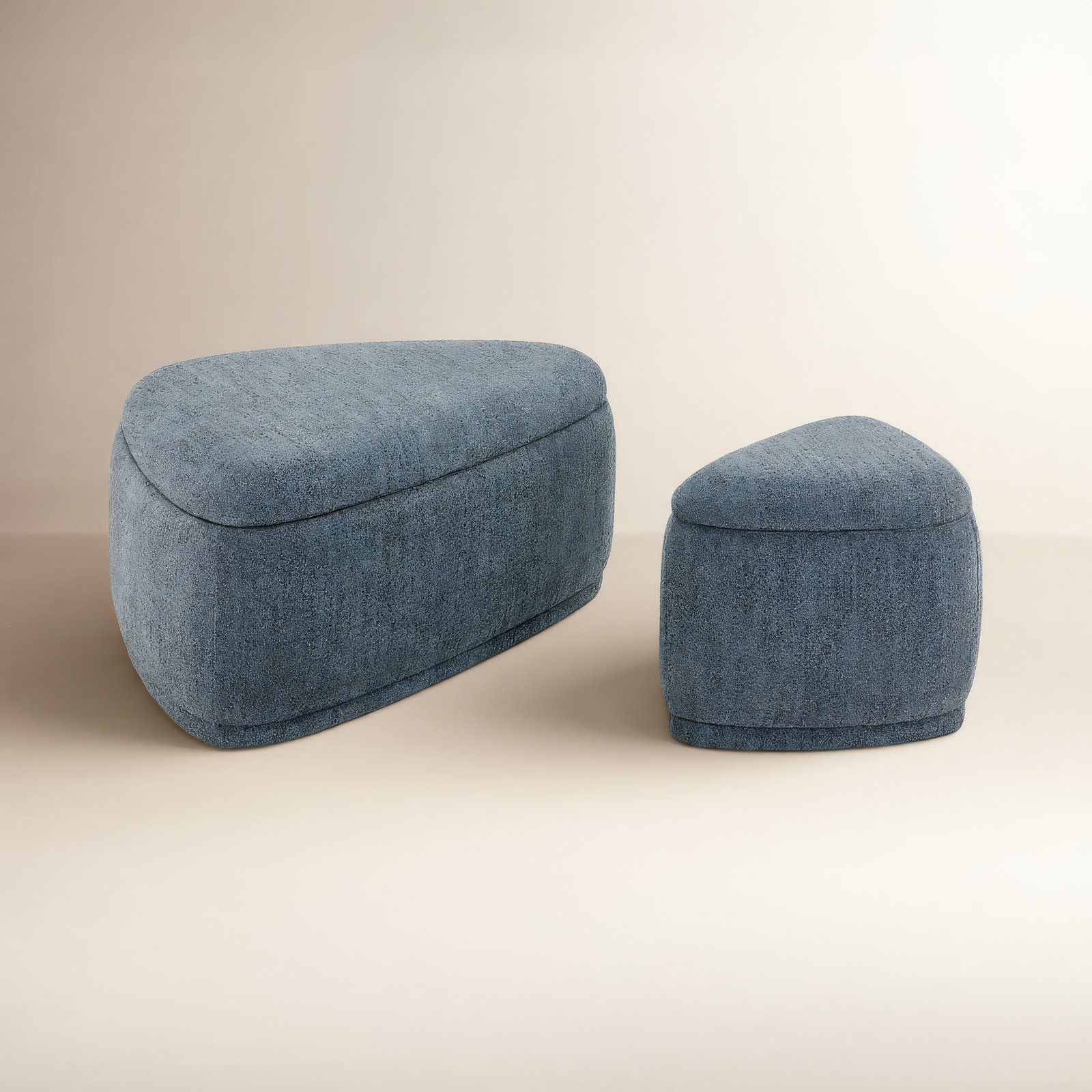 Adna 44" Ottoman Set, Mellow Steel Blue Boucle