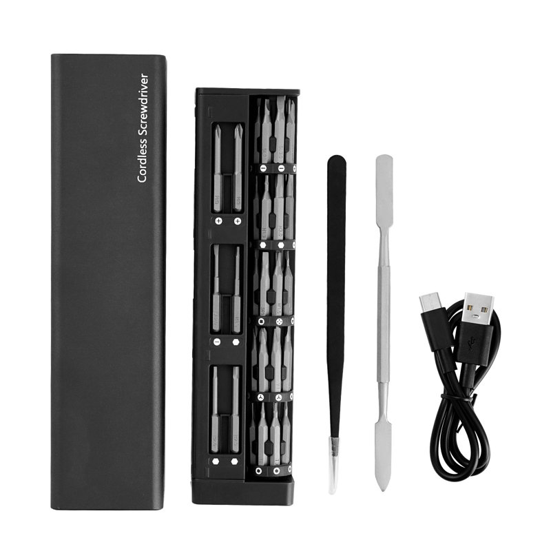 Ensemble de tournevis électrique de précision, 52 embouts magnétiques, mini tournevis électrique avec boîte de rangement magnétique, embouts en acier s2, lumière DEL, charge de type C, pour réparation de téléphone, d'ordinateur portable et d'appareils électroniques