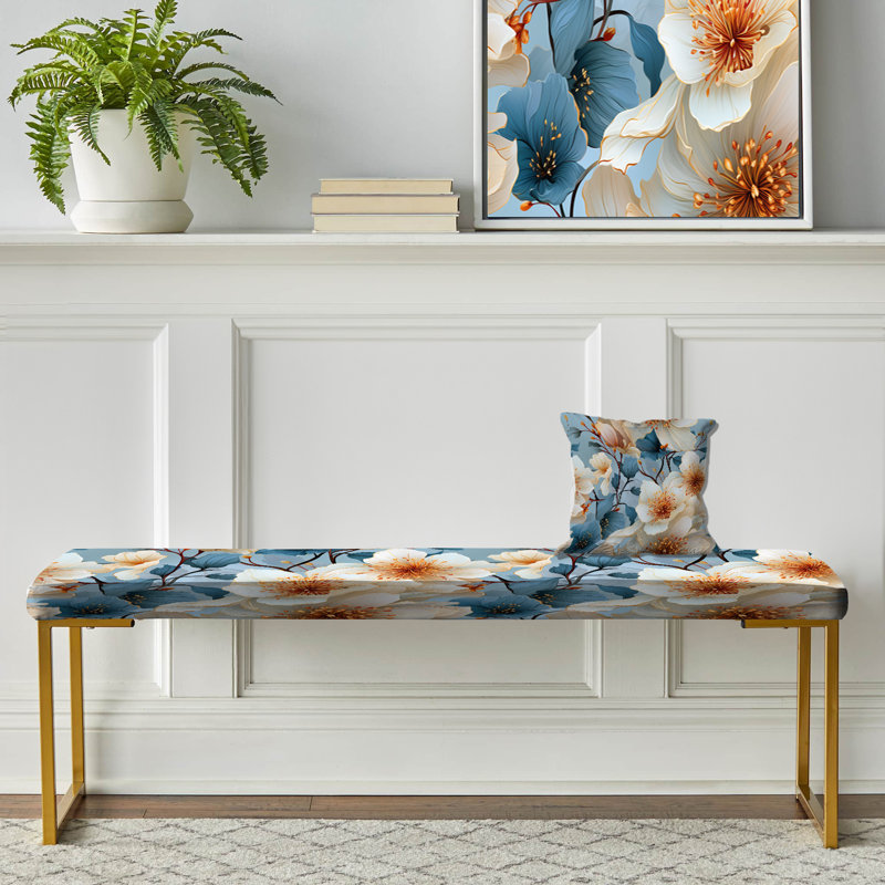 Banc en tissu floral bleu exquis Melody