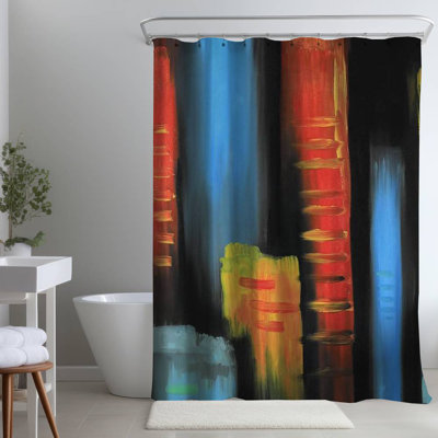 Abstract – Polyester Shower Curtain, Dye Sublimation Print, 71" W × 74" L
