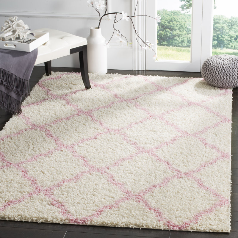 Tapis à poils longs Alonnah, Rectangle 6 pi x 9 pi, Rose