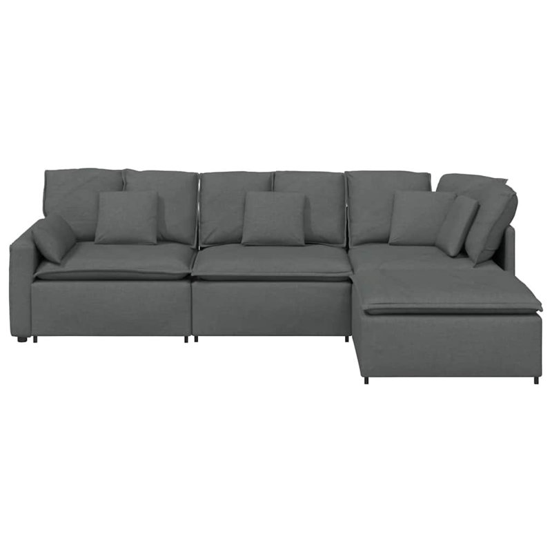  Canapé modulaire avec repose-pieds et coussins en tissu gris foncé, H 25,2 po x l 122,8 po x P 80,7 po