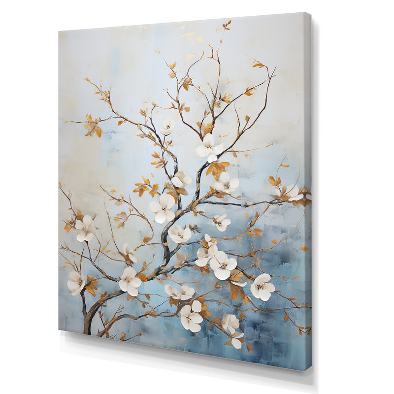 Blanc cornouiller Blossom Dreams V sur toile, H 32 po x l 16 po x P 1 po, Toile tendue