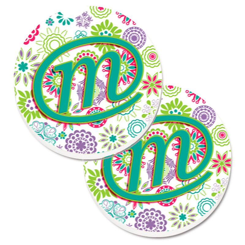 Sous-verre voiture de voiture fleurs initial, M