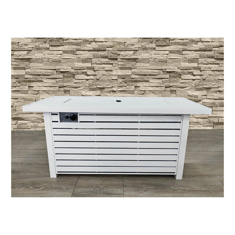 Table de foyer d'extérieur en acier au propane / gaz naturel avec couvercle (blanc)