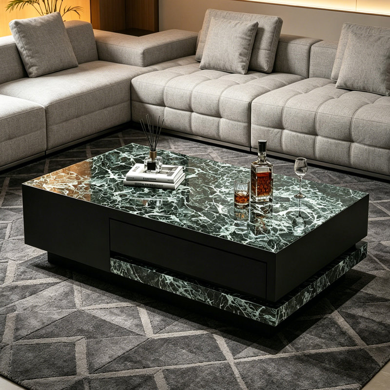Table basse Minimalist Home Living, H 14,96 po x L 51,18 po x l 27,55 po, Vert