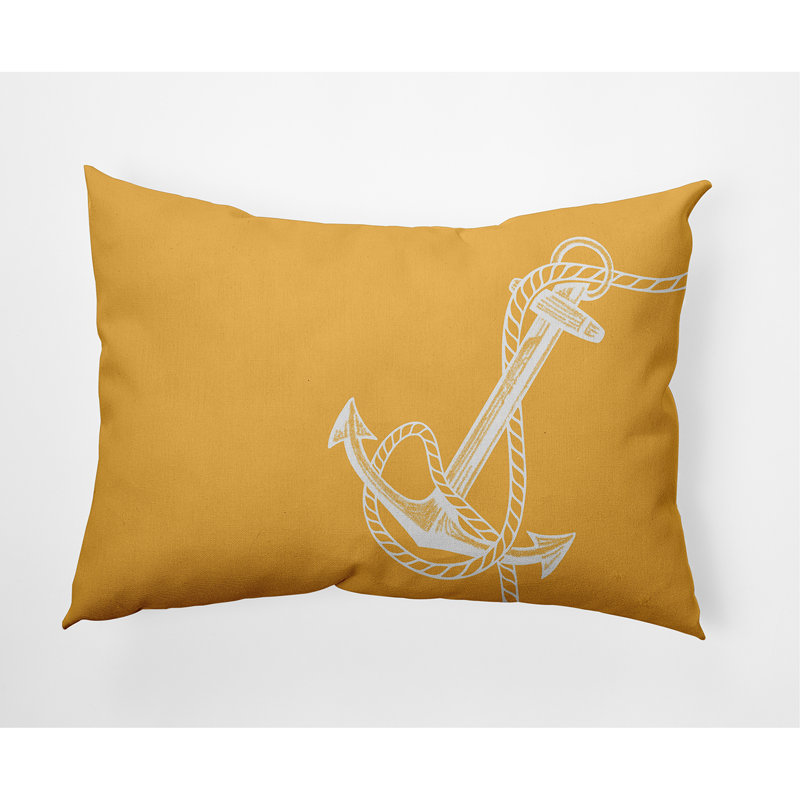 Housse et insert de coussin d'extérieur Nautical Nights Anchor & Rope, Jaune, Rectangle H 14 po x l 20 po