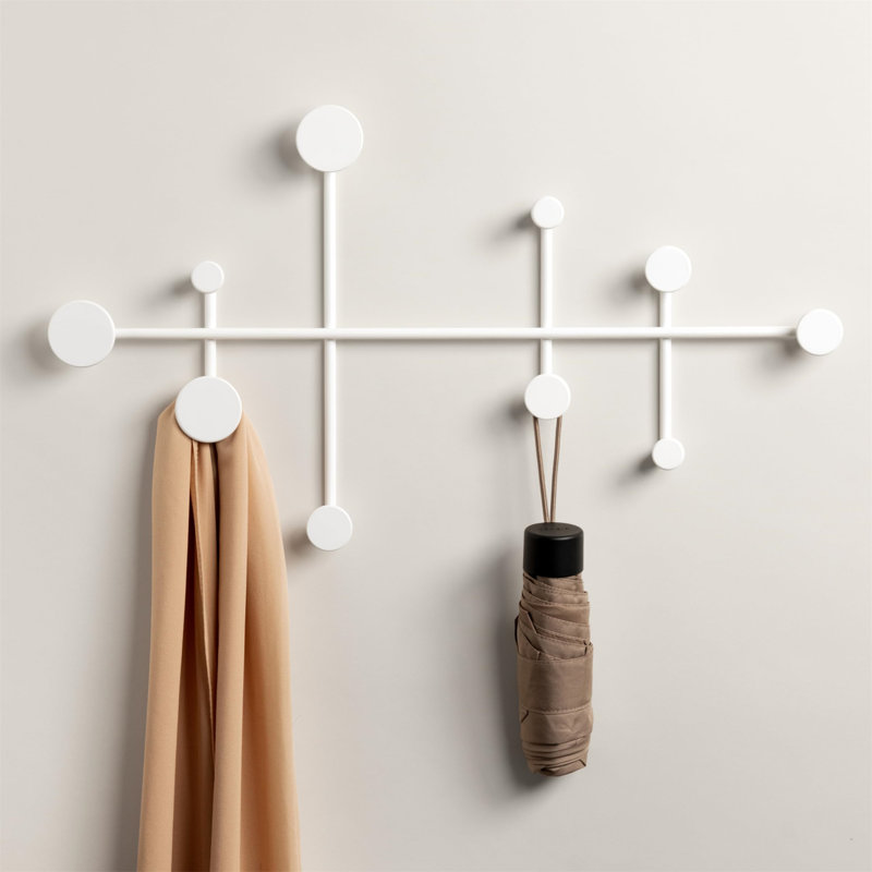 Stainless Steel 6 - Hook Coat Rack, White