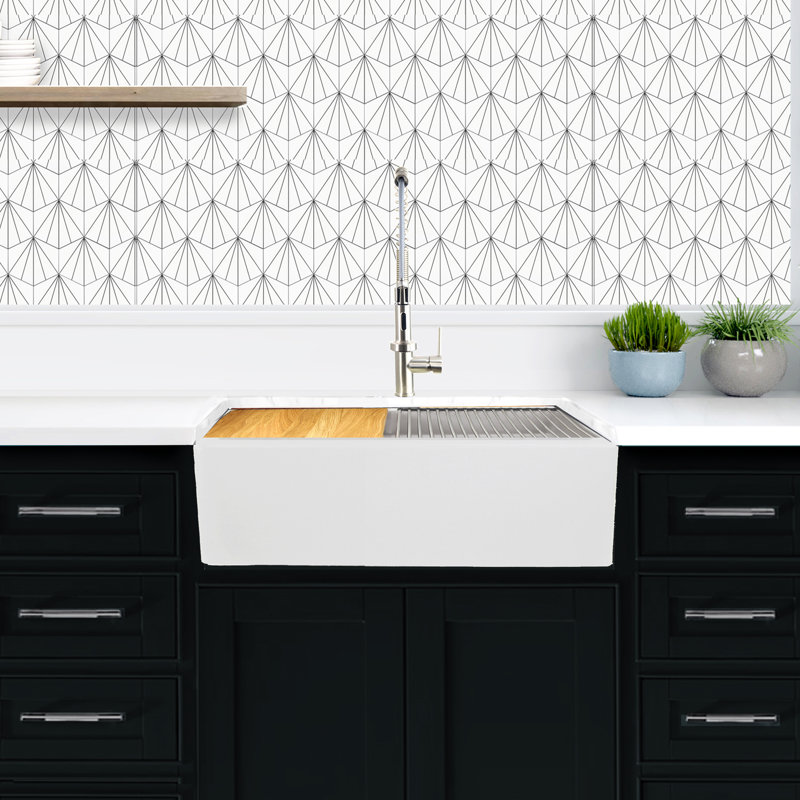 Plymouth 29.75'' L Single Basin Kitchen Sink, White