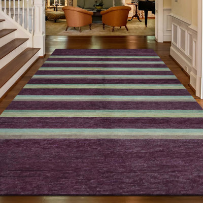 Himalayan Wool Striped Area Rug in Mulberry/Yellow