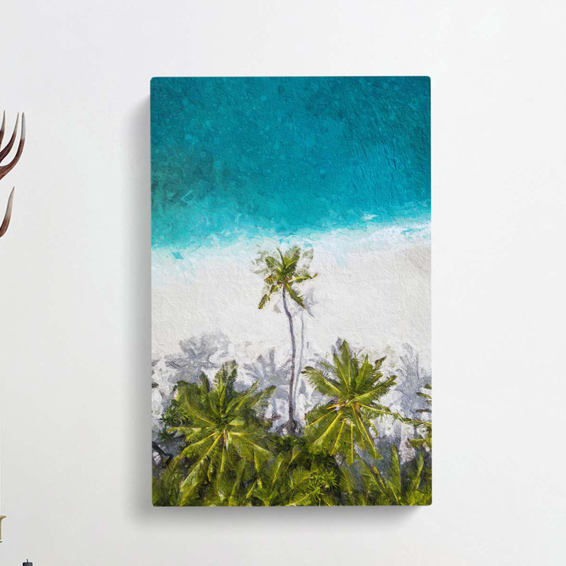 Palm Tree Beach In The Maldives - Wrapped Canvas, 60cm H x 40cm W x 3cm D