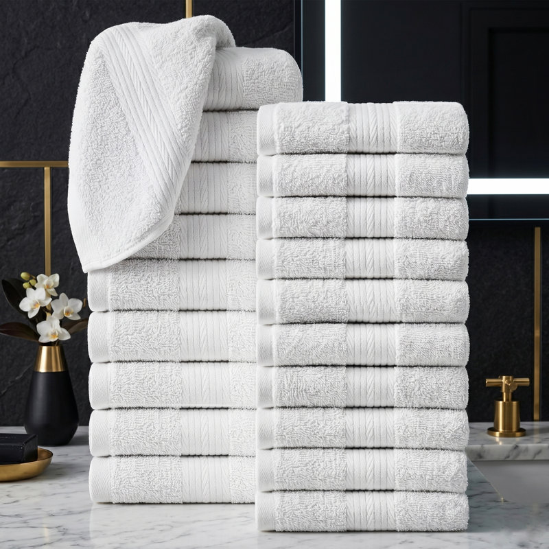 100% Cotton 600 GSM Washcloths , White