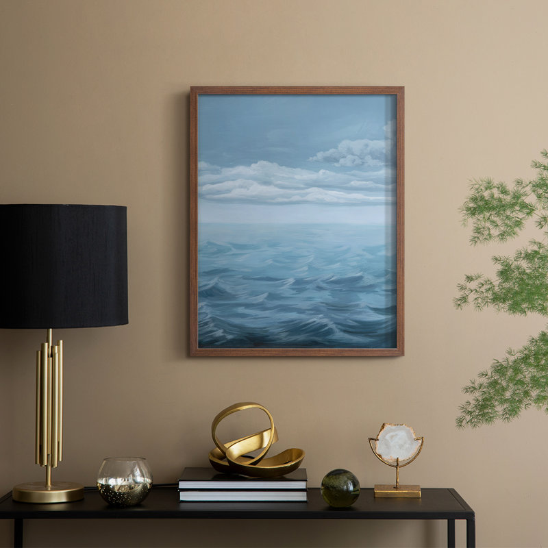 «Roiling Sea II», reproduction encadrée - bois massif, H 15 po x l 12 po, Noyer