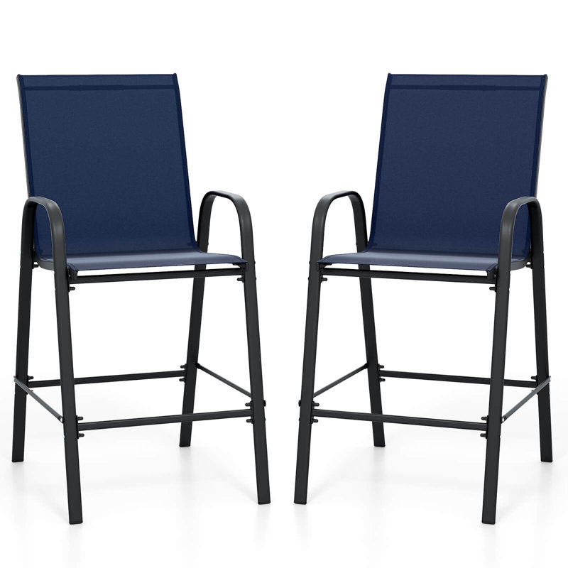  2 tabourets de bar d'extérieur 29 po en tissu avec accoudoirs et repose-pieds 29 pièces, Marine