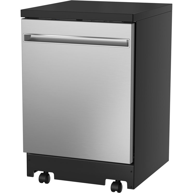 GE® ENERGY STAR® 24" Stainless Steel Interior Portable Dishwasher with Sanitize Cycle, Stainless Steel