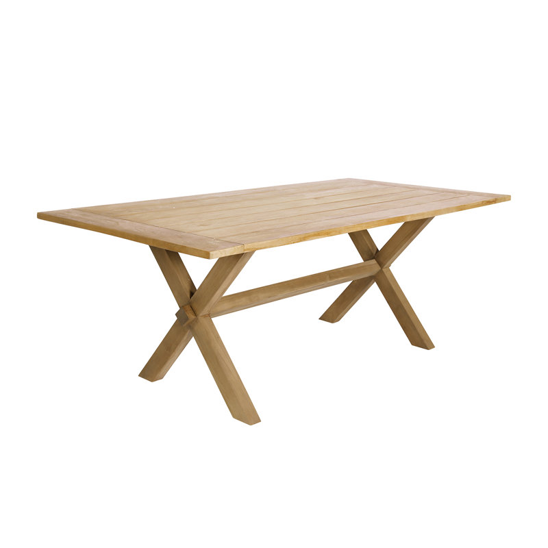 Natural Brown Teak Rectangular Outdoor Dining Table