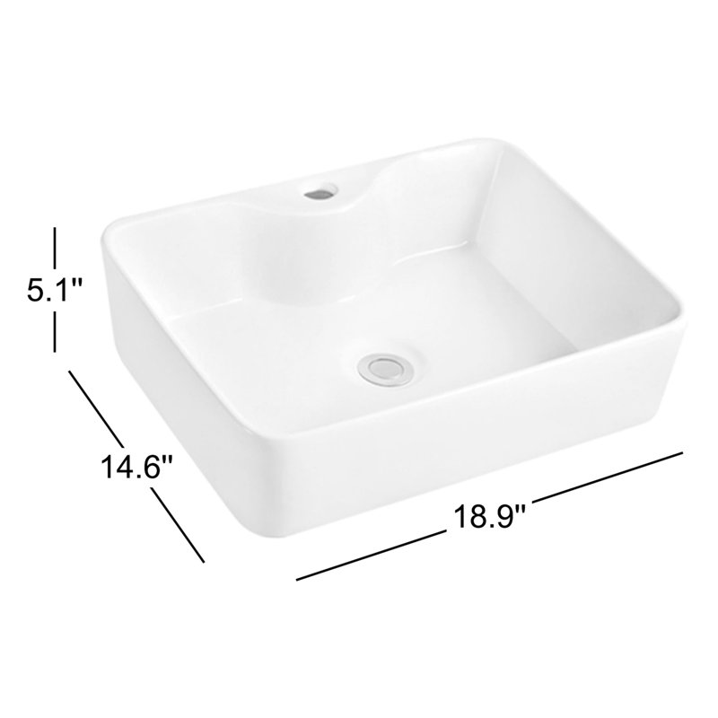 Lavabo de salle de bain rectangulaire encastré en céramique Fen