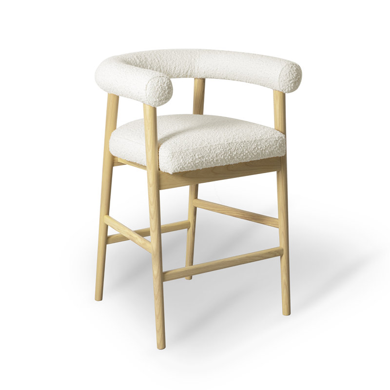 Upholstered Counter Stool, Cream/Natural