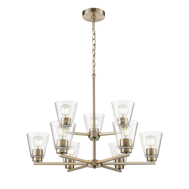 Swanson 28.5" 9-Light Chandelier - Modern Gold, Brushed Gold