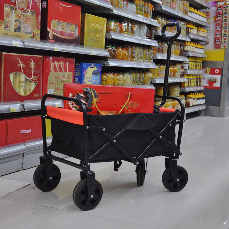 Mini chariot de plage pliable, Noir / Rouge