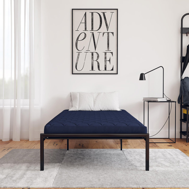 Fernandes 6" Polyester Filled Quilted Bed Mattress, Twin, Navy
