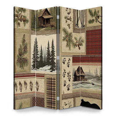 Paravent 4 panneaux pliable pour homme Cave Royal Vintage Jungle Wildlife