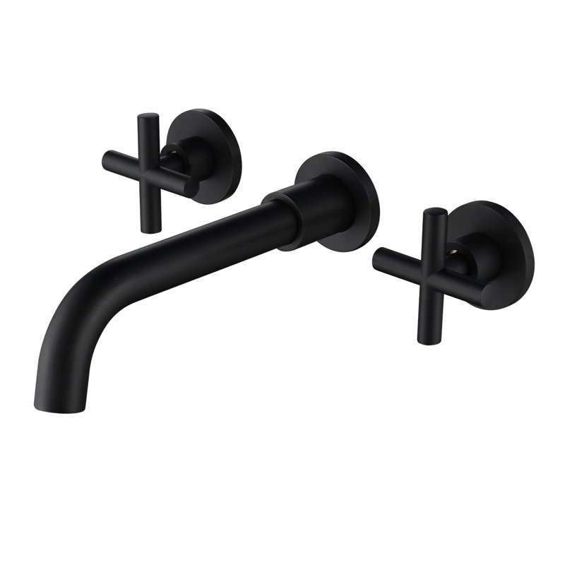 Option de conception de robinet de salle de bain mural noir mat - Laiton, empreinte digitale, accessoire d'empreinte digitale de choix élégant, ajout pratique