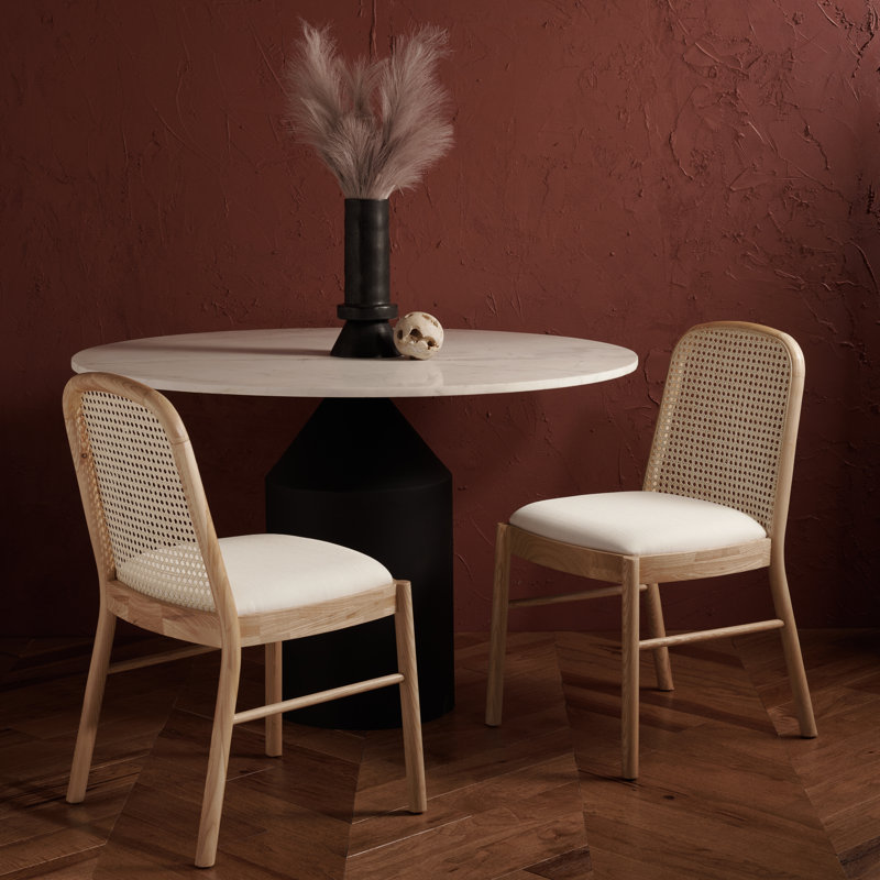 Almeda 18.7'' H Upholstered Ash Armchair, Natural Frame / White Upholstery