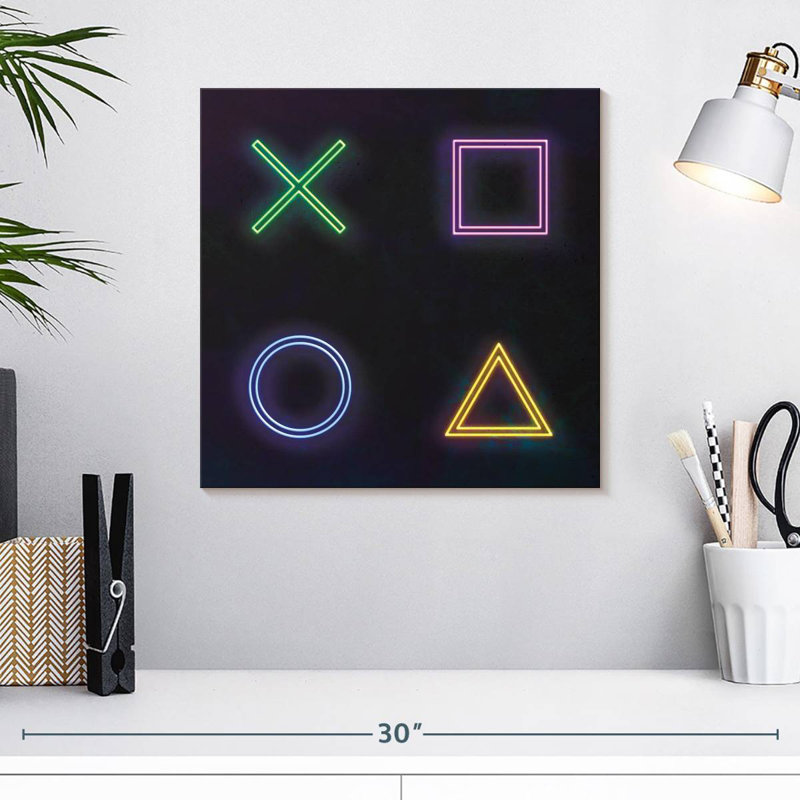 Keiraleigh Neon PlayStation Icons, 16" H x 16" W